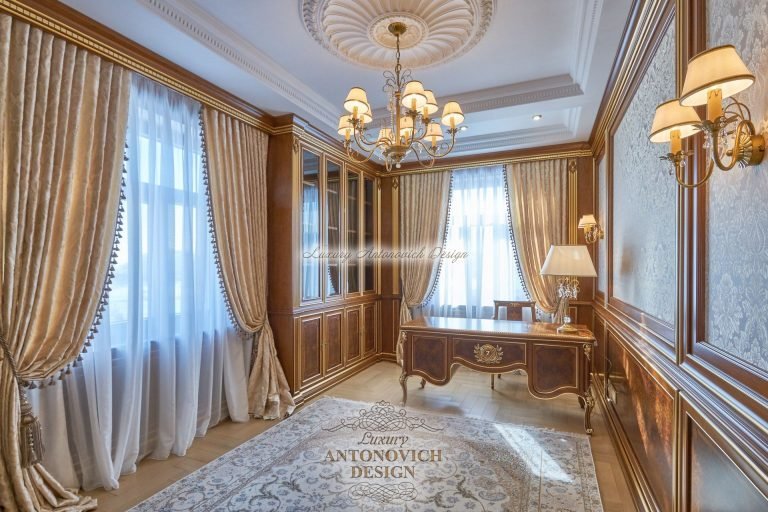 Стильные гардины в классическом стиле, кухня, коттедж Астана