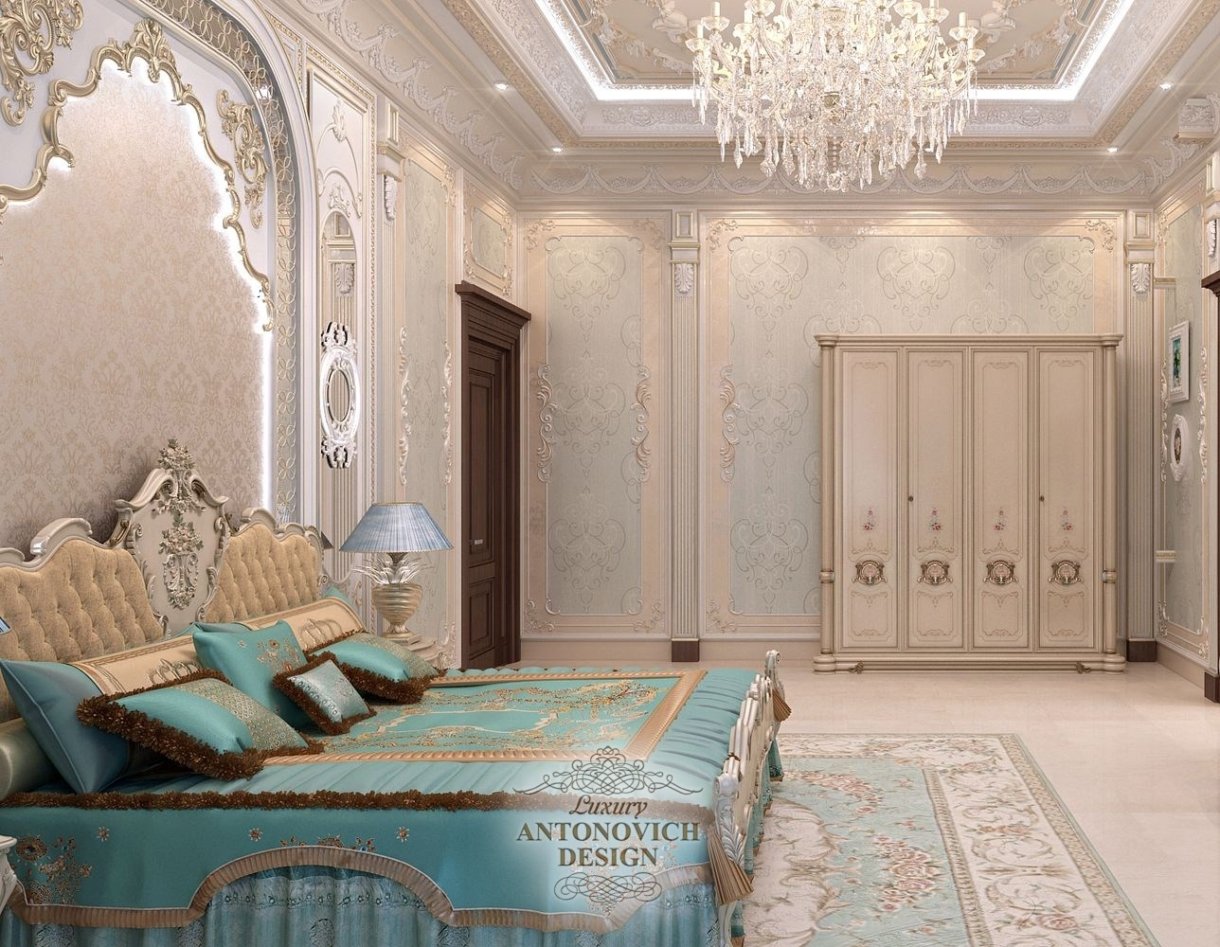 Дизайн спальни с лепным декором