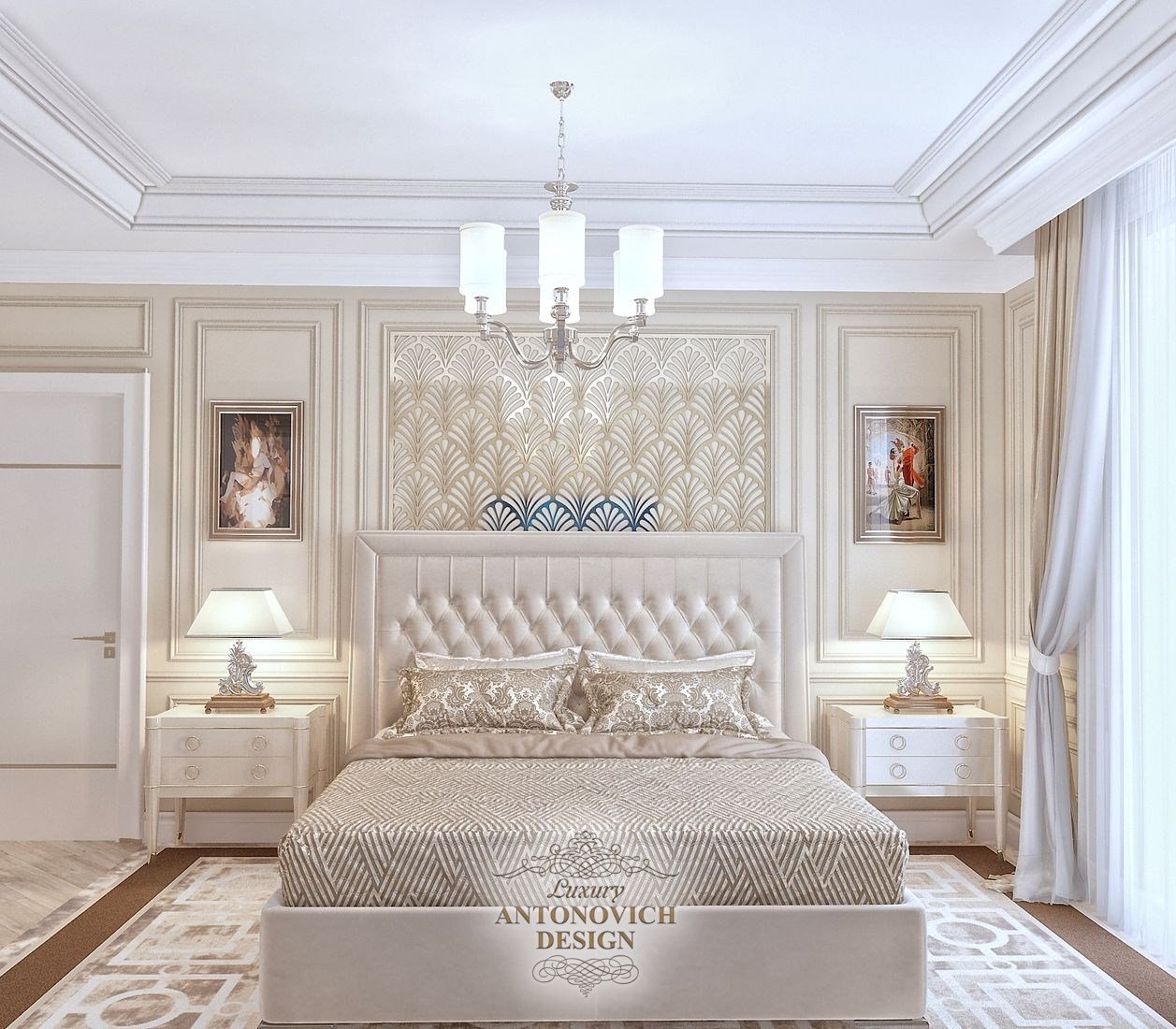 Стильный Дизайн спальни с камином