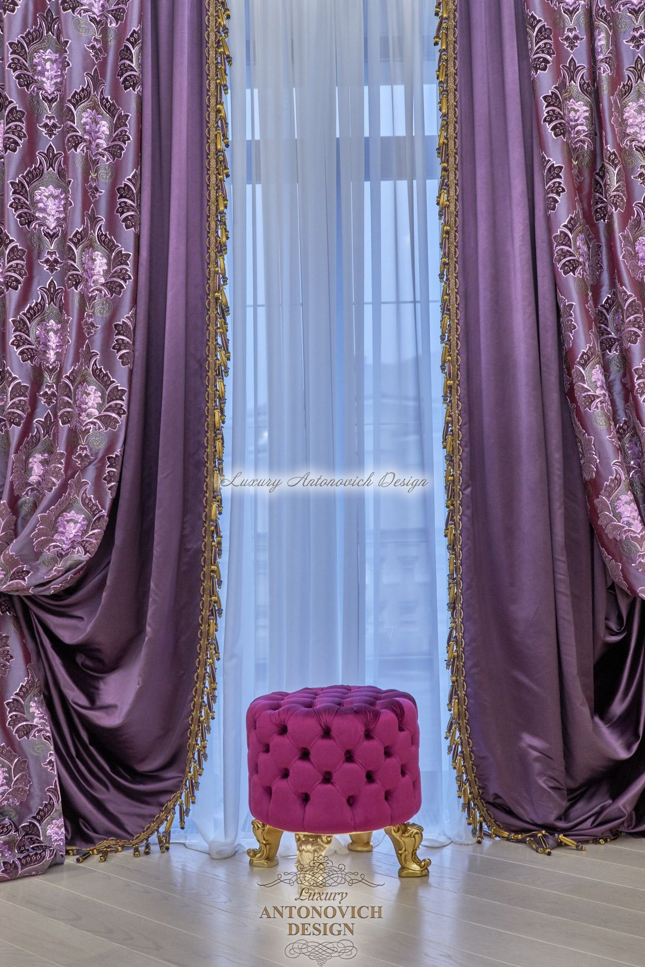Изысканные шторы в классическом стиле, спальня, Студия Antonovych Design
