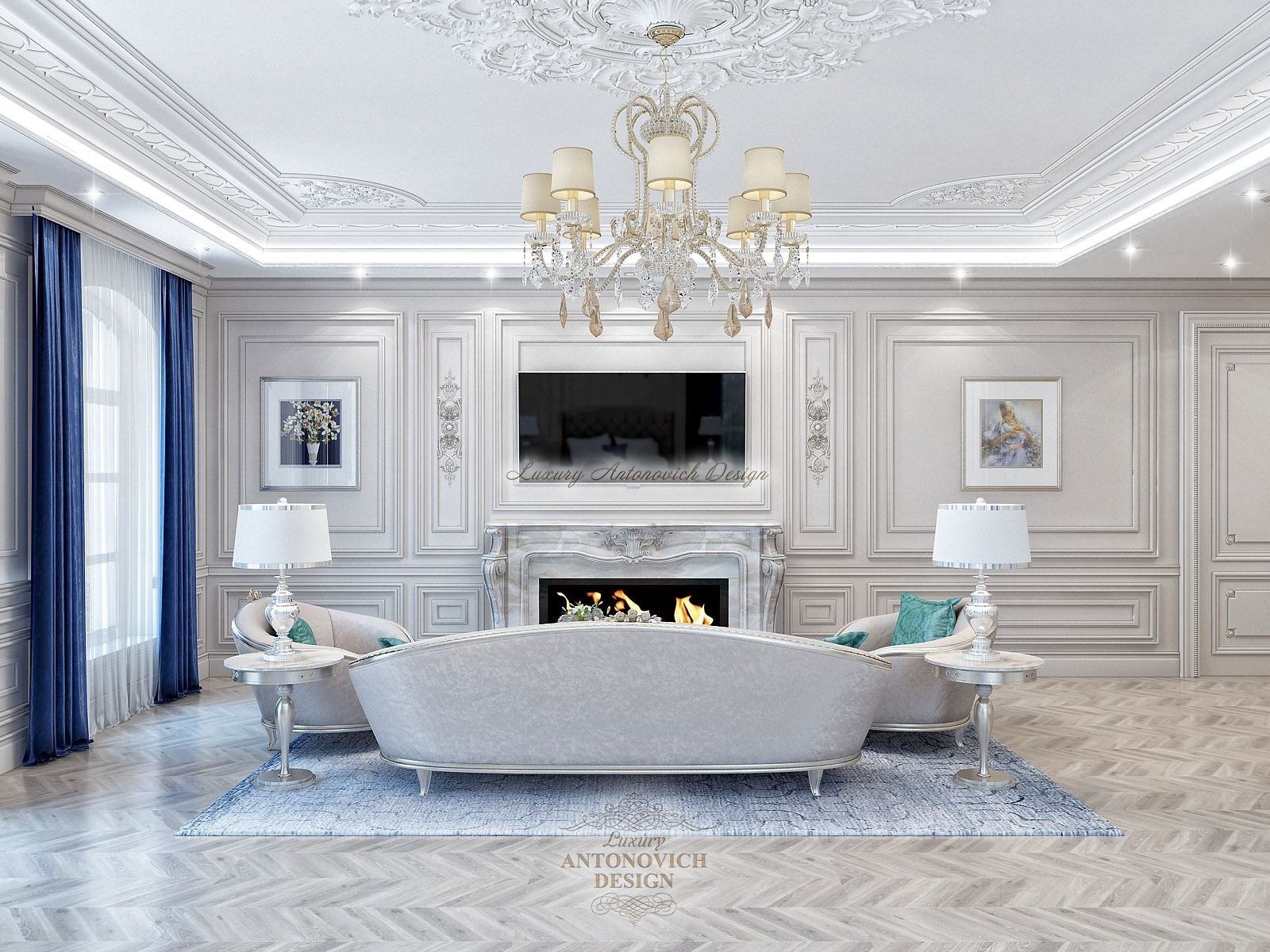 Элитный дизайн интерьера  спальни Зарины в стиле современная классика особняка в Астане